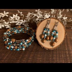 Artisan wrap bracelet and earrings set